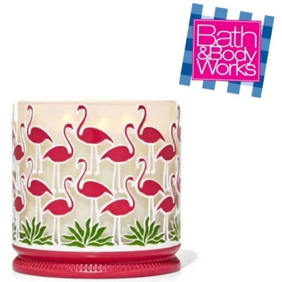 **LAST ONE**  BATH & BODY WORKS PINK Flamingo 3 wick candle holder - Picture 1 of 5